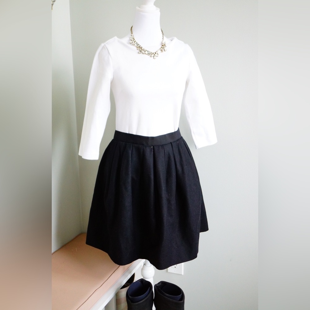 Carven black wool cashmere skirt
